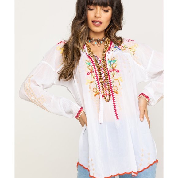 Johnny Was Dragonfly silk blouse top tunic  M - Picture 2 of 8